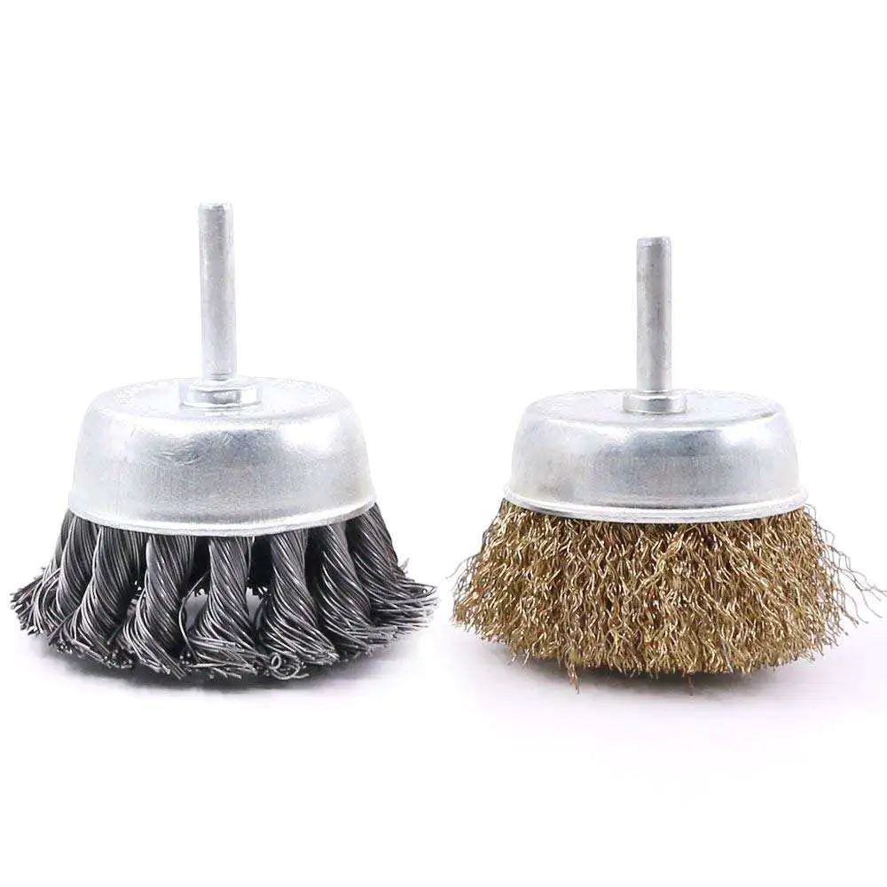 Wire Brush Wheel Cup Brush Set 6 Piece, Wire Brush for Drill 1/4 Inch Arbor 0.012 Inch Coarse Carbon Steel Crimped Wire Wheel